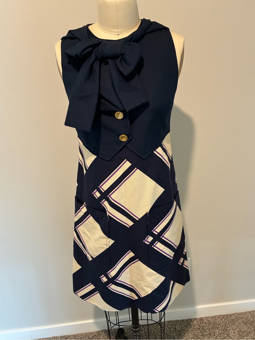 Vintage Marc by Marc Jacobs plaid dress with statement bow.